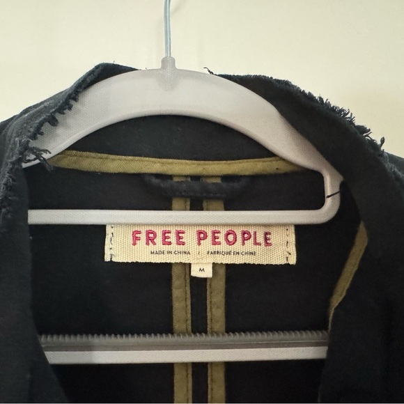 Free People Black Ella Sergeant Jacket Lace Up Sleeves - Picture 2 of 8